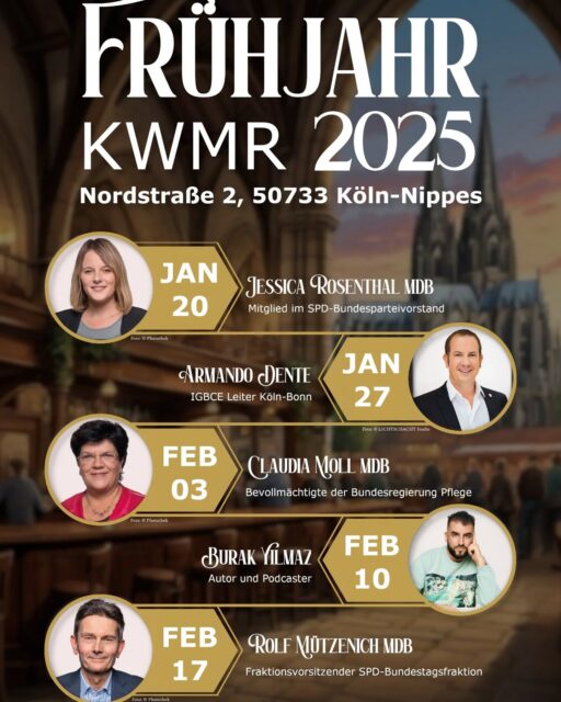 Die Bundestagswahl steht vor der Tür und Köln, wir müssen reden! startet mit spannenden Gäst*innen ins neue Jahr!

Es gibt interessanten Input und es darf und soll auch kontrovers diskutiert werden - direkt vor Ort im Eigenheim oder live via Stream! Ab nächster Woche wieder Montags abends ab 20:30 Uhr. Dabei sein lohnt sich! 

Links zum Stream und zu den Terminen in der Bio.
