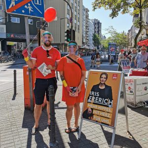 Henning Meier und Iris Frerich beim Wahlkampf 2020